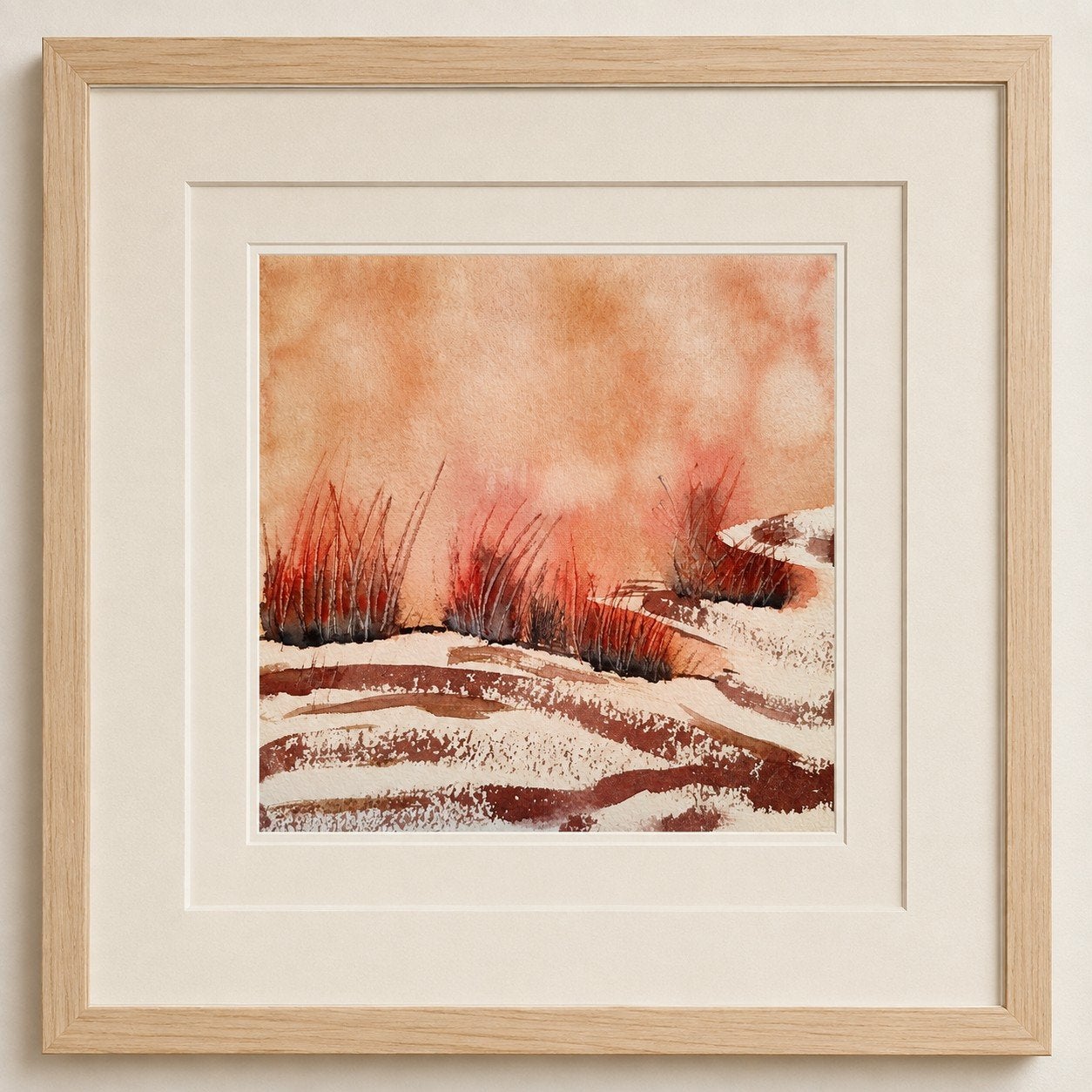 Aquarelle schilderij. 20/20 cm. Origineel kunstw.Landschap., Antiek en Kunst, Kunst | Schilderijen | Klassiek, Landschap, Handgeschilderd