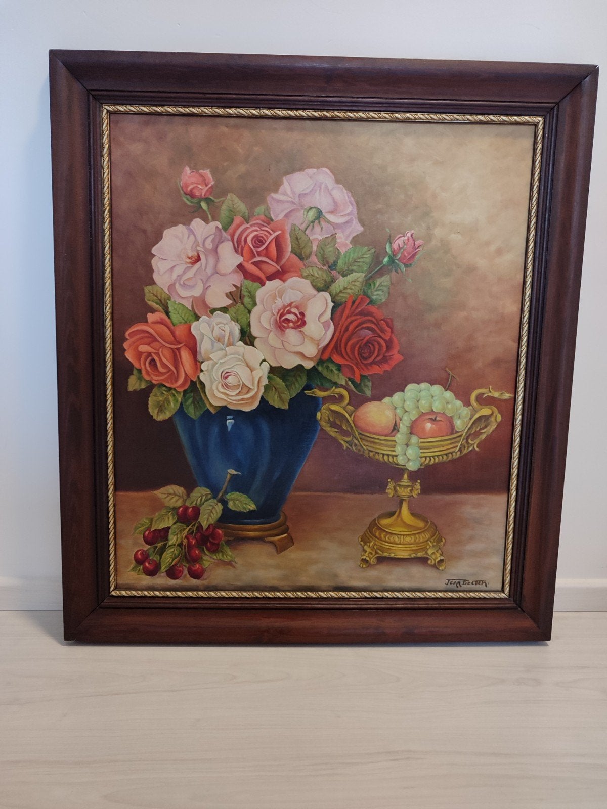 Schilderij Jean De Cock bloemen vaas olie op doek stilleven, Enlèvement, Peinture à l'huile, Fleurs, Toile
