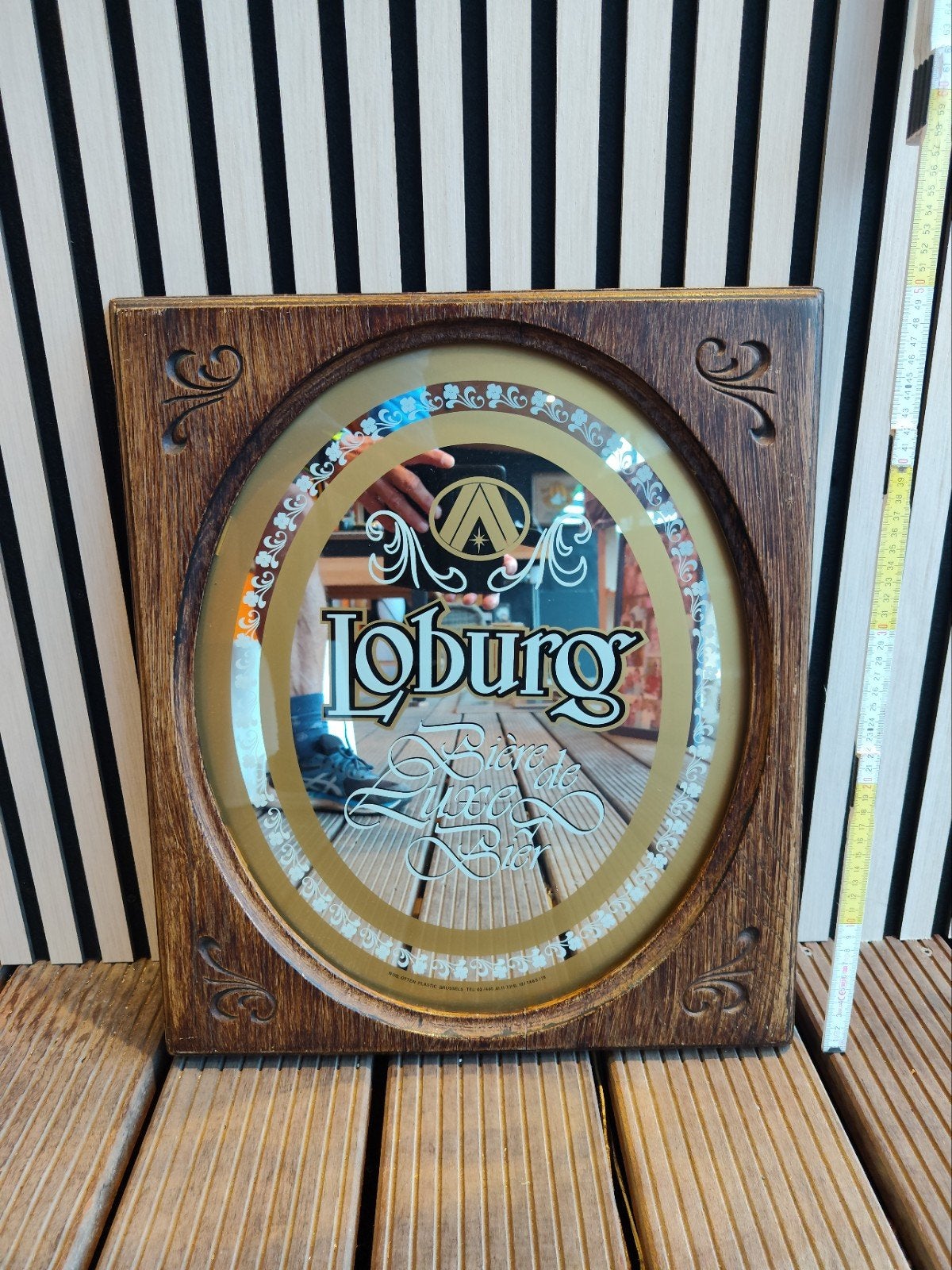 Miroir publicitaire Vintage Bière LOBURG - Cadre Bois Rustiq, Ophalen, Vierkant