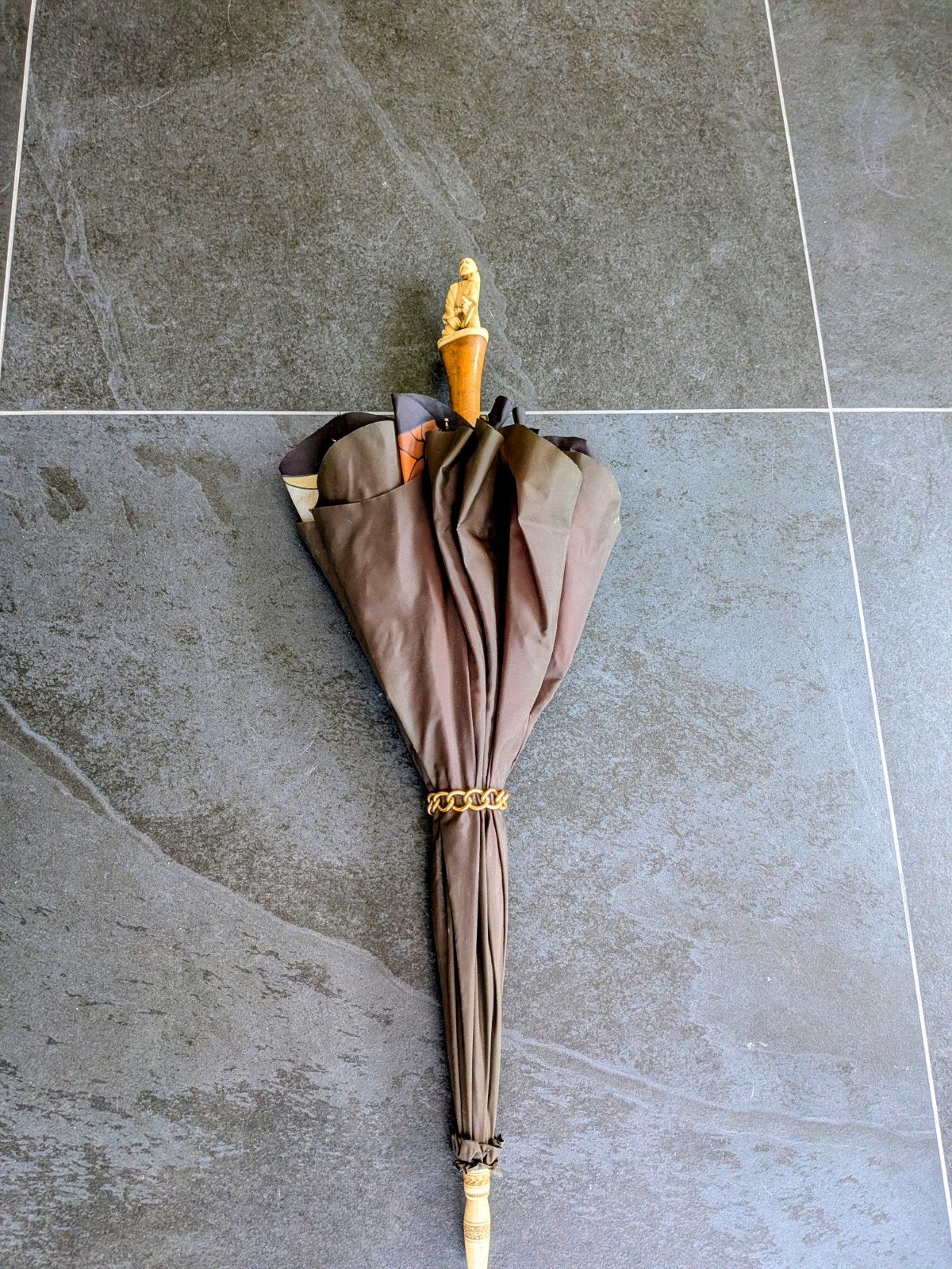 Vintage Japanse parasol/parasol - uitgesneden Okimono-handva, Antiek en Kunst, Ophalen of Verzenden