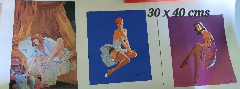 Lot 3 litho pin-up ,Berthet ,Manara., Enlèvement