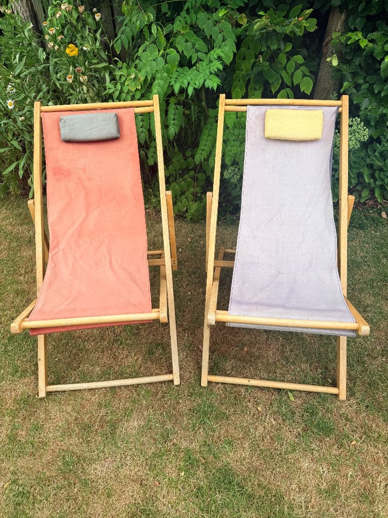 Retro strandstoelen, Enlèvement, Utilisé, Bois, Ajustable