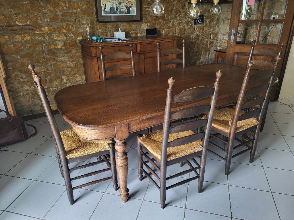 Table à manger avec 6 chaises, Maison & Meubles, Enlèvement, Utilisé, Chêne