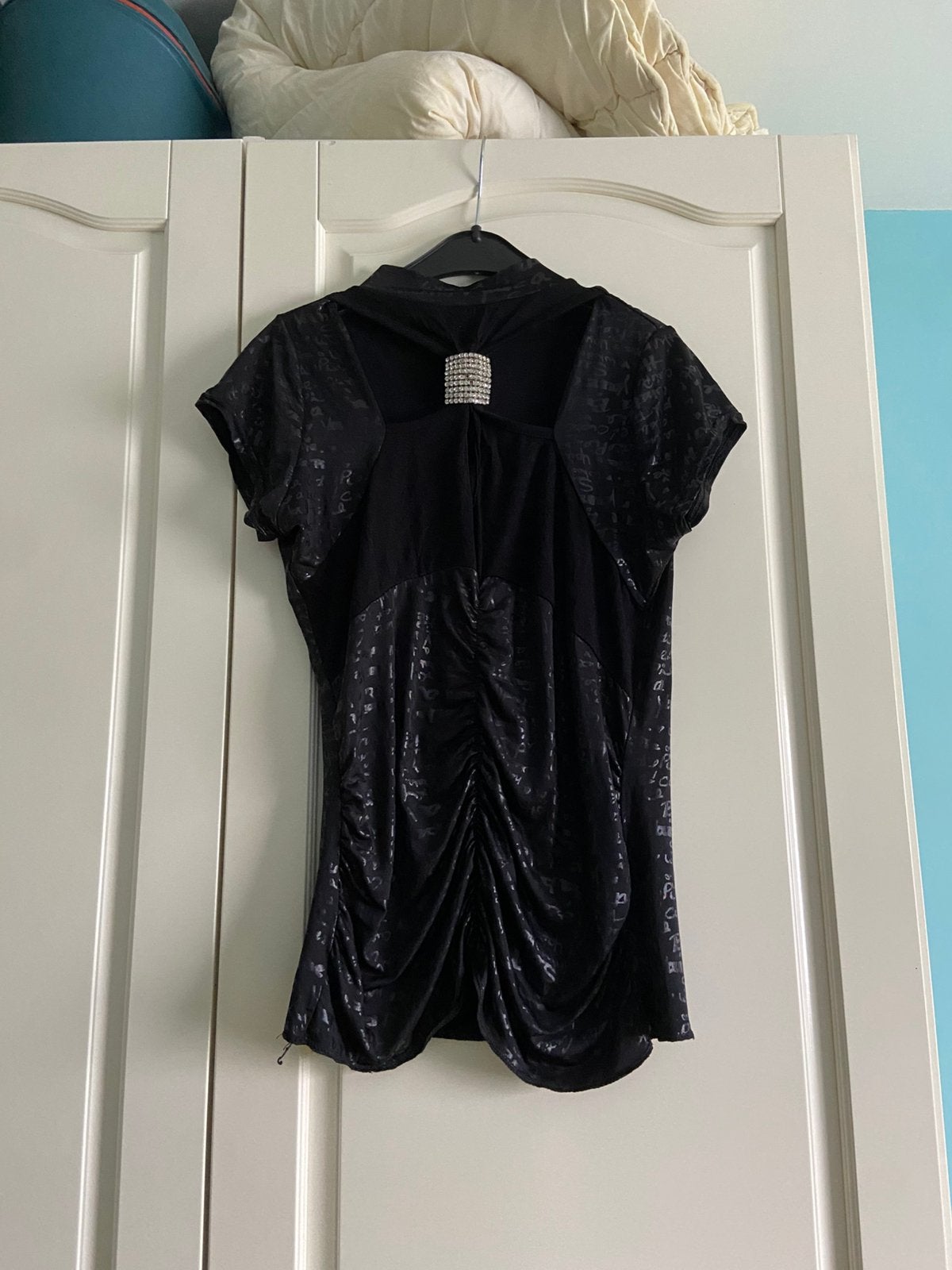 Vintage en gotisch zwarte top maat S/36, Verzenden, Zwart, Zo goed als nieuw, Korte mouw