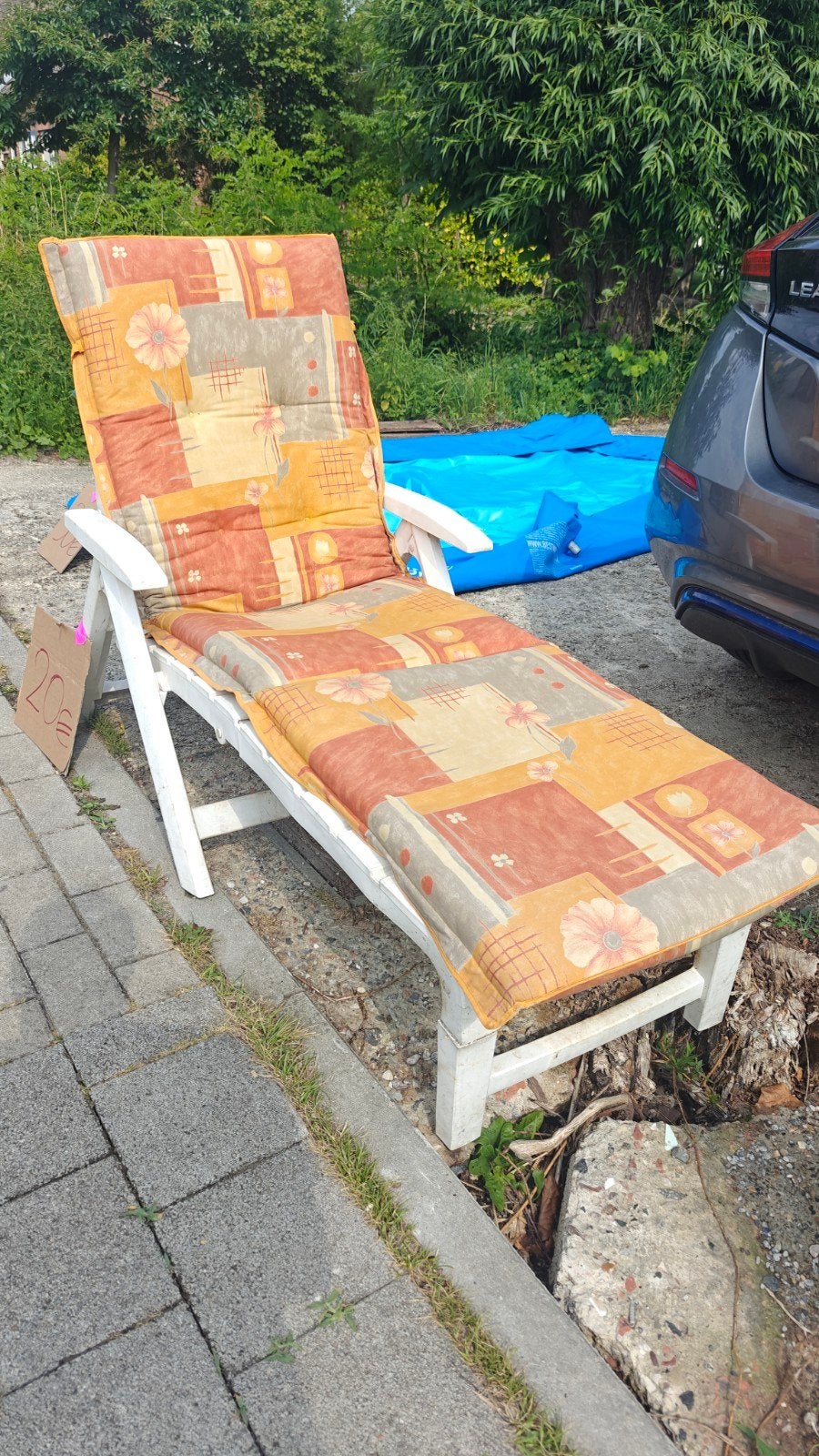 Ligstoel met verstelbare rugleuning + dik ligkussen, Ophalen