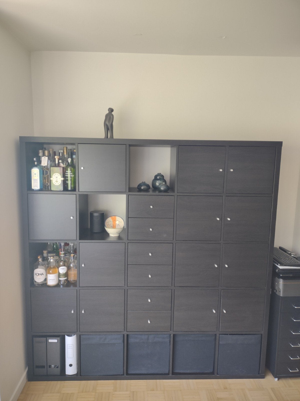 IKEA KALLAX 5x5 vakken met 16 inserts - ZWART, Huis en Inrichting, Kasten | Ladekasten, Gebruikt, 150 tot 200 cm, 150 tot 200 cm