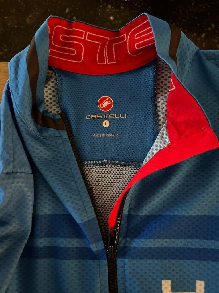 Castelli setje : fietsbroek & fietstrui. Maat L (model aero), Verzenden, Gebruikt, Kleding