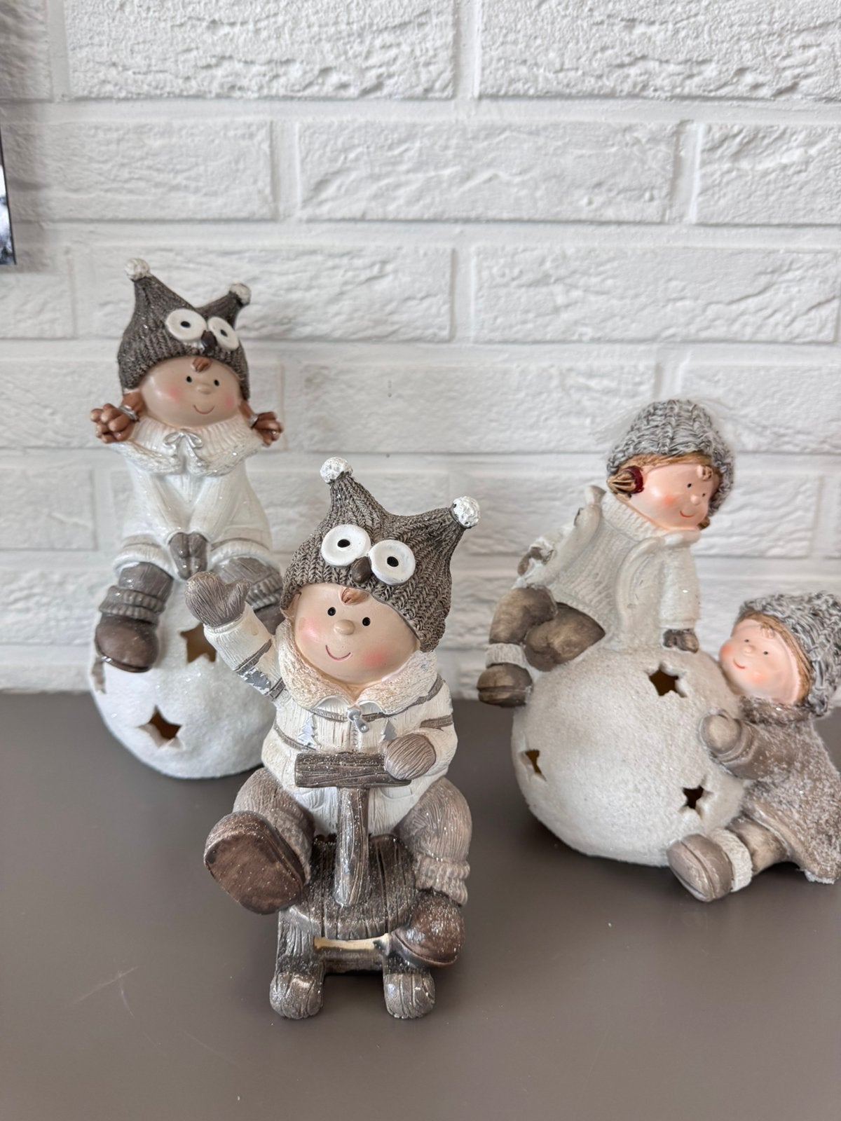 Lot 3 figurines enfants hiver – décoration de Noël, Collections, Enlèvement ou Envoi, Comme neuf