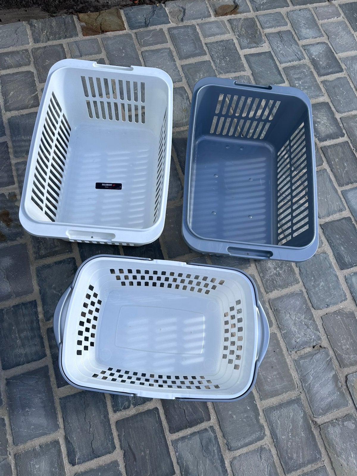 Set van 3 wasmanden, Ophalen, Zo goed als nieuw, Wit, Kunststof