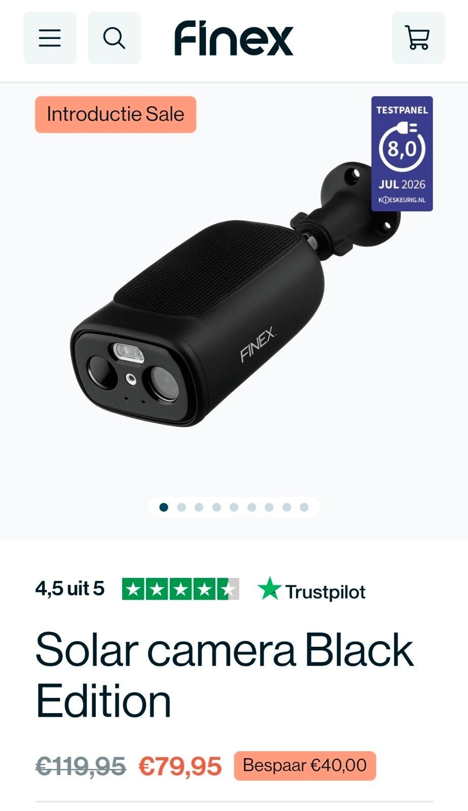 finex solar camera, Audio, Tv en Foto, Ophalen, Nieuw, Buitencamera
