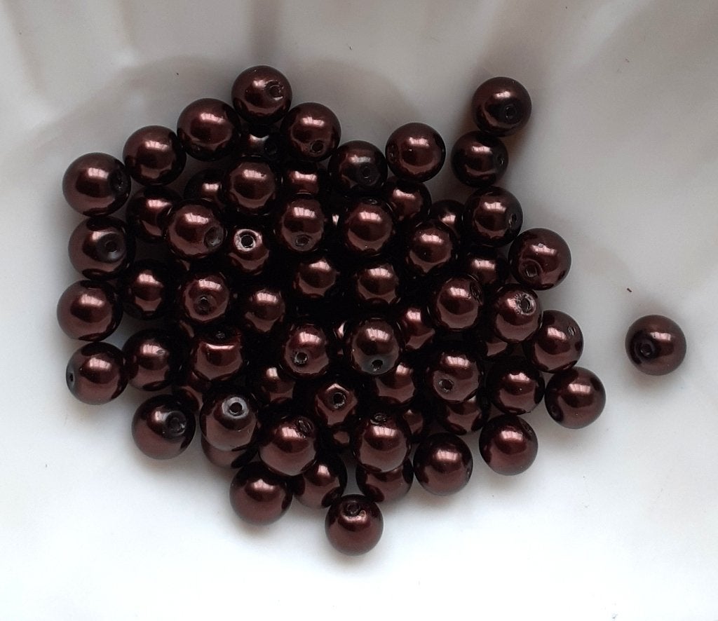 lot kralen 80 glasparels bruin 8mm, Enlèvement ou Envoi, Neuf, Perle