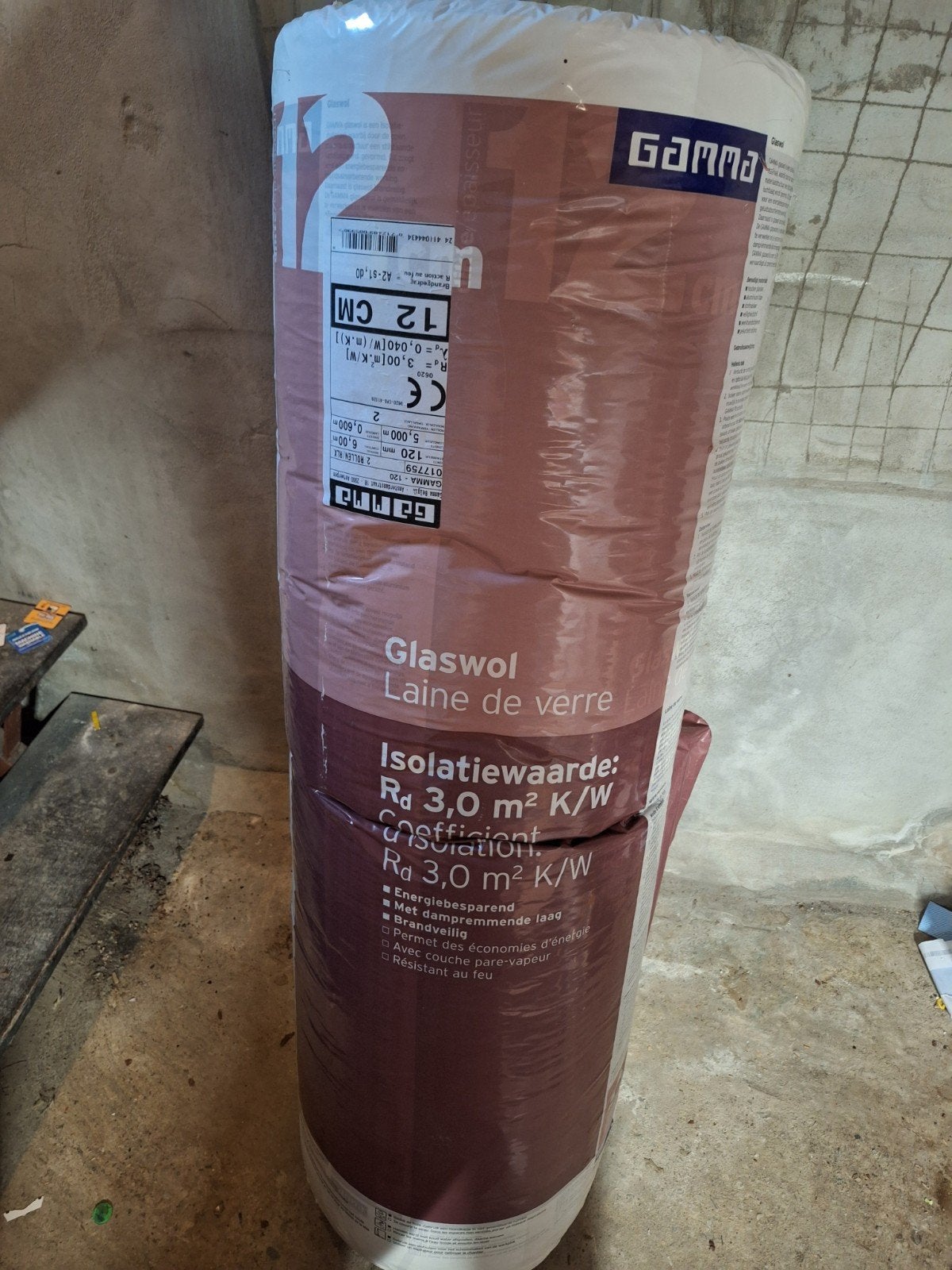 Gamma glaswol 12cm 2 pakken, Doe-het-zelf en Bouw, Ophalen, 10 tot 15 m², Vloerisolatie, 8 tot 12 cm