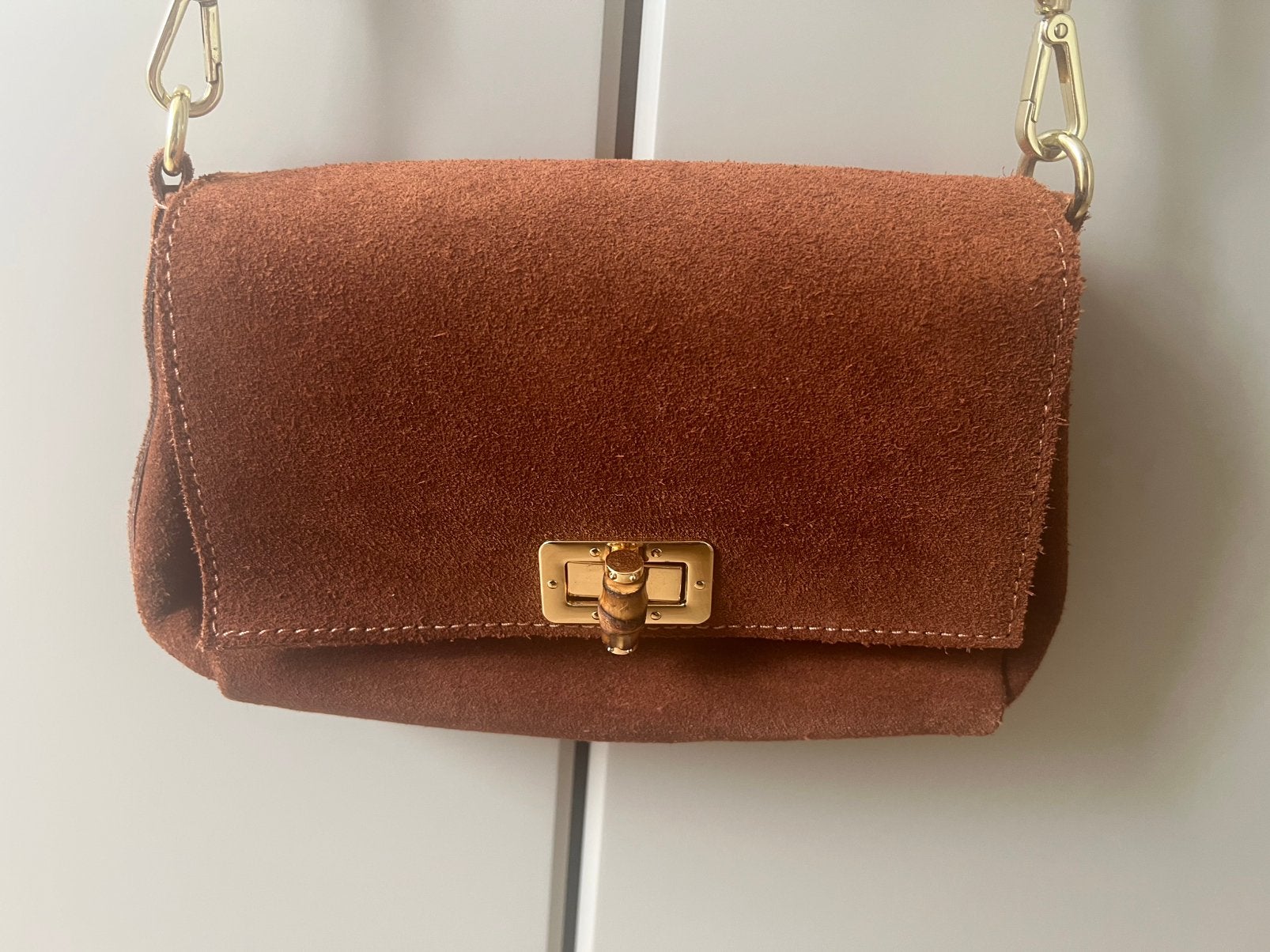 Echt lederen zadelbruin tasje - crossbody, Ophalen, Zo goed als nieuw