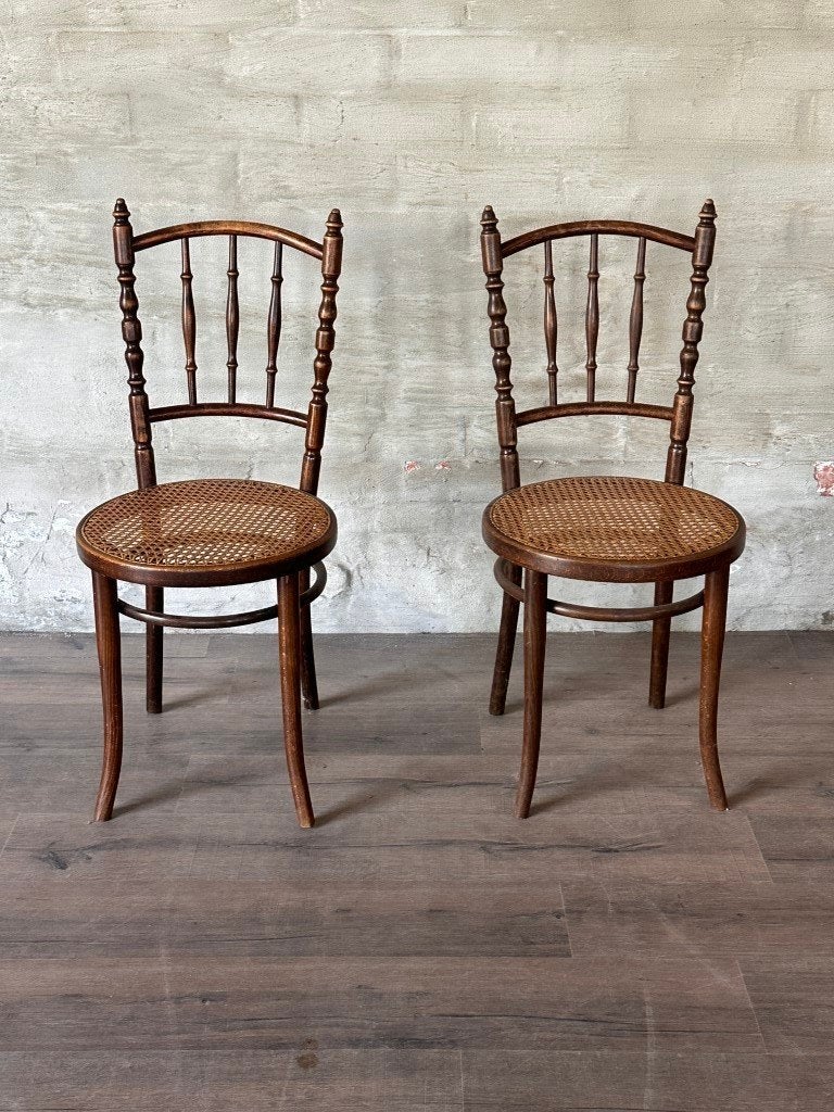 2 Thonet stoelen met rieten webbing / prijs per stuk, Antiek en Kunst, Ophalen of Verzenden