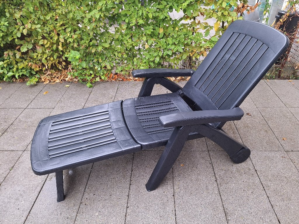 Chaise longue jardin, Ophalen, Gebruikt, Kunststof, Inklapbaar