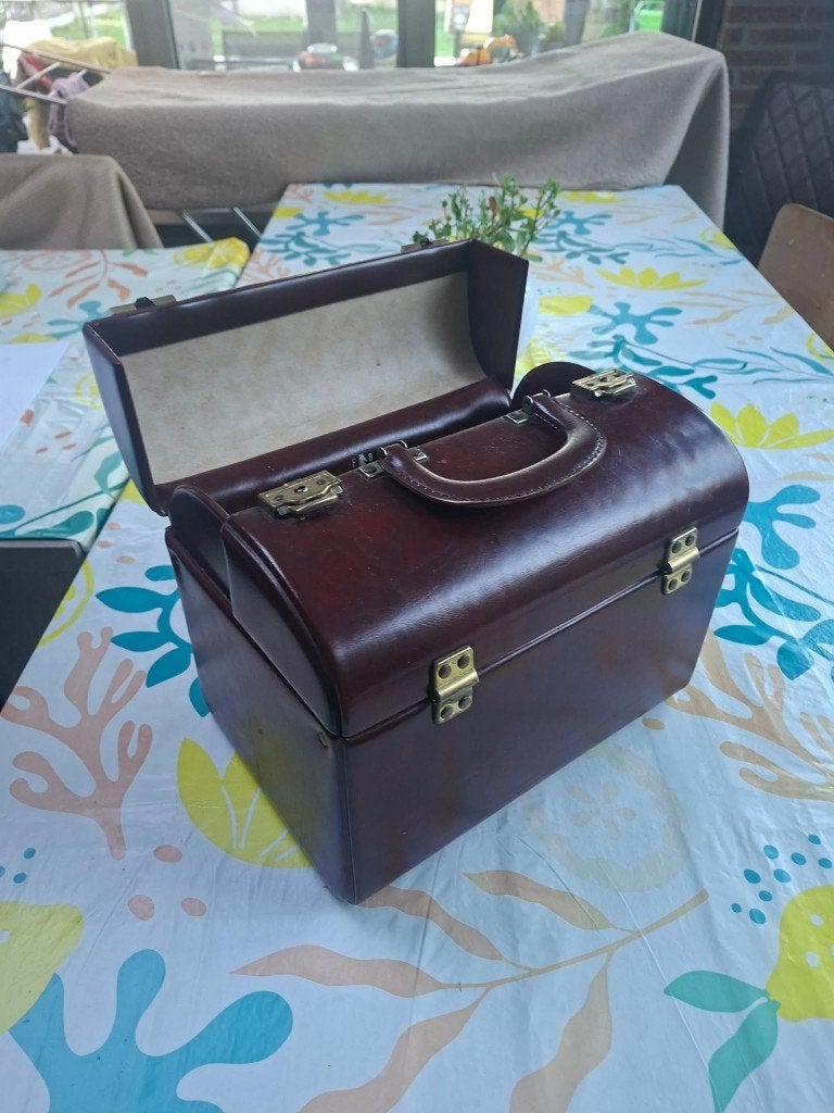 vintage beautycase, Bijoux, Sacs & Beauté, Boîtes de maquillage & Beauty case, Enlèvement ou Envoi, Autres couleurs, Utilisé, Avec serrure