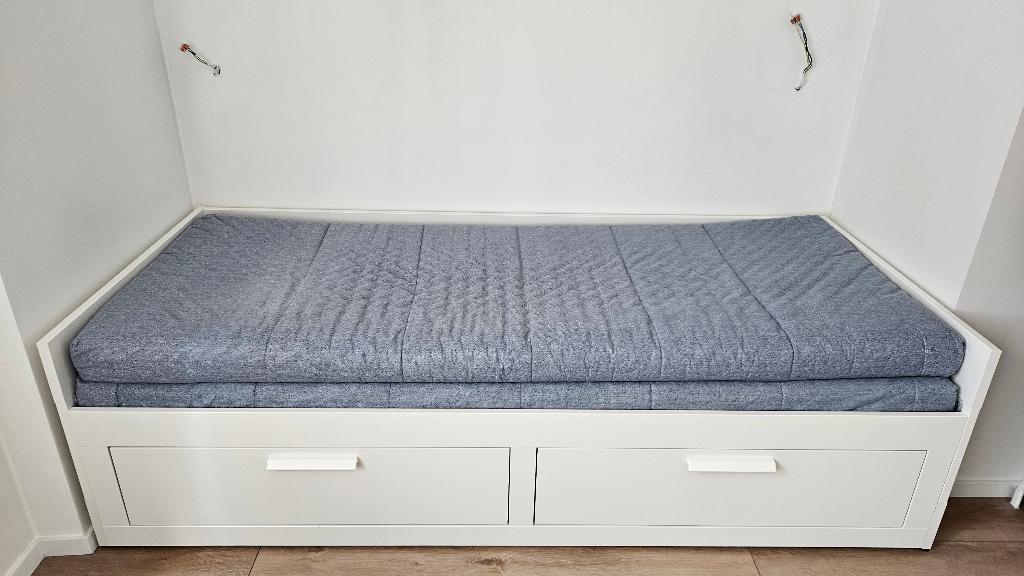 Lit banquette 2 places IKEA BRIMNES, Comme neuf, 200 cm, Deux personnes, Gris