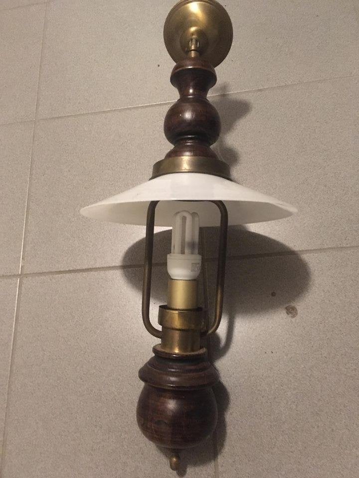 Luster met hout, Ophalen, Zo goed als nieuw, Hout