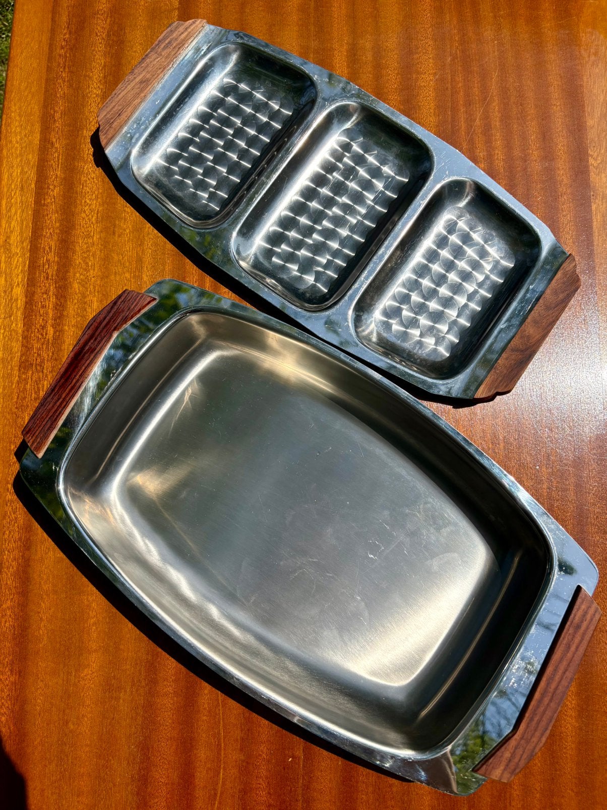 Set vintage inox dienbladen, Huis en Inrichting, Ophalen of Verzenden