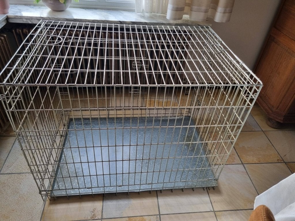 Ijzeren hondenbenche H90xL115xBr75, Dieren en Toebehoren, Ophalen, Gebruikt