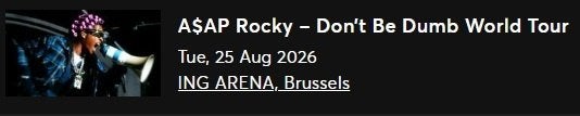 concerttickets ASAP ROCKY, Tickets en Kaartjes, Twee personen, Augustus