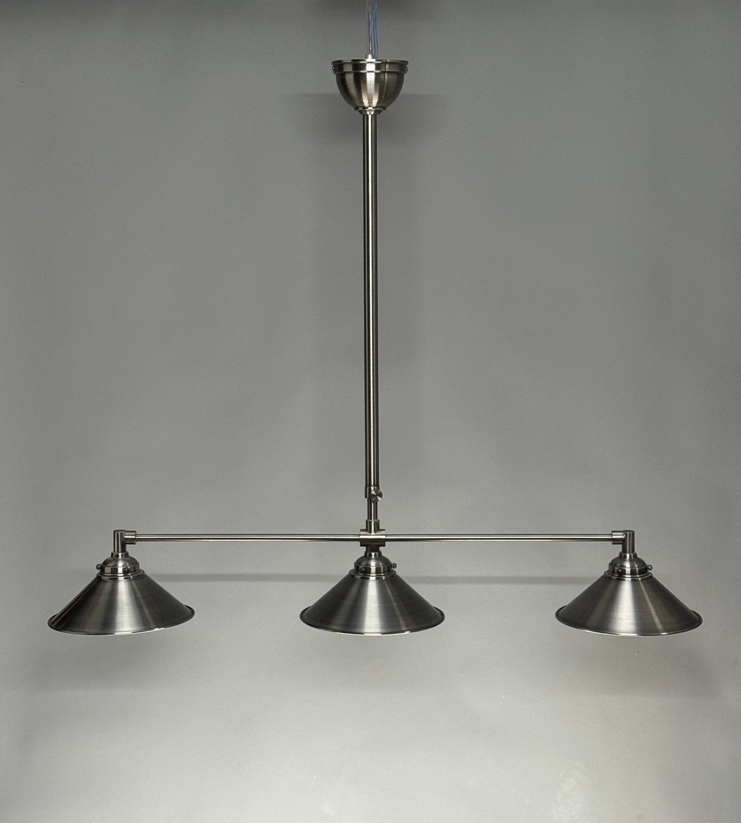 Strakke 3-lichts biljartlamp / hanglamp RVS, Huis en Inrichting, Ophalen, Zo goed als nieuw, Metaal