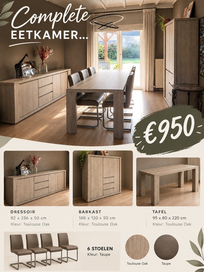 eetkamer, Ophalen, Zo goed als nieuw, 4 tot 6 stoelen