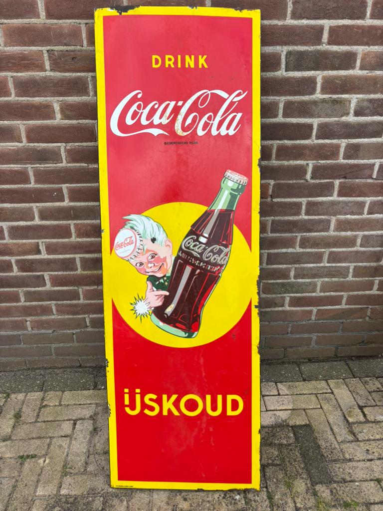 Panneau d'affichage en émail glacé Coca Cola, Enlèvement, Comme neuf, Panneau publicitaire