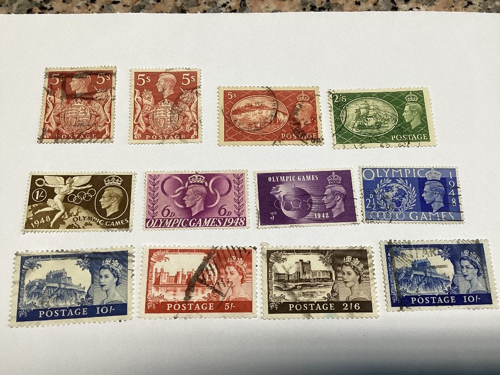Mooi lot 12 oude postzegels UK Engeland, Postzegels en Munten, Ophalen of Verzenden, Gestempeld