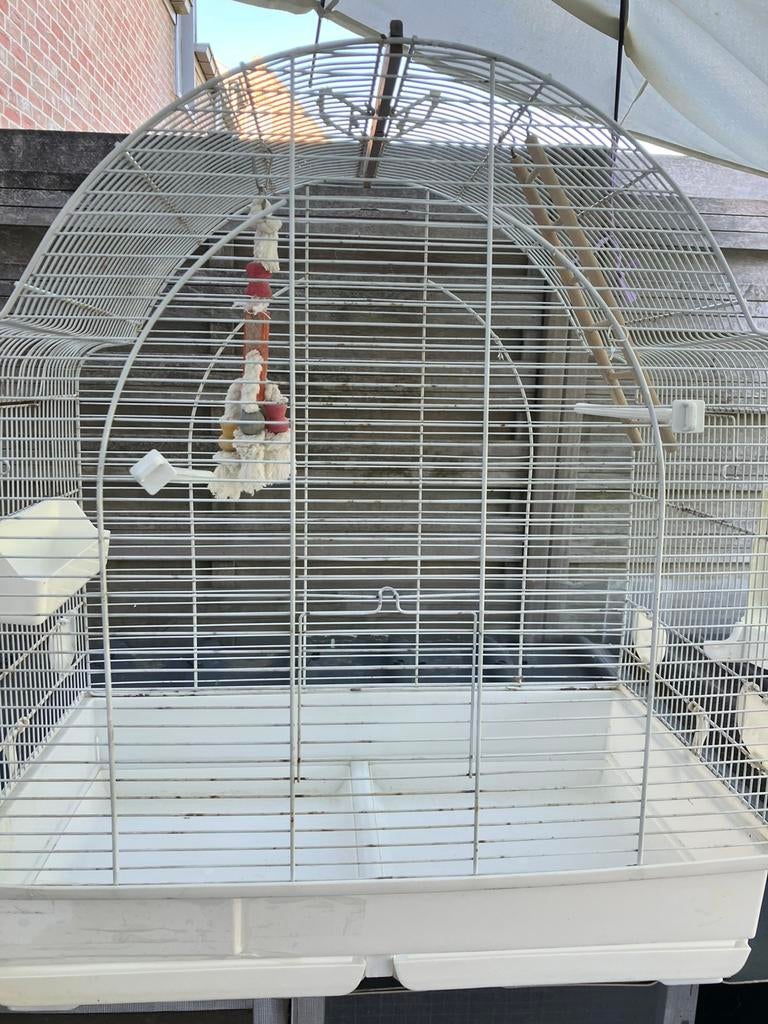 GROTE LUXE WITTE VOGELKOOI MET TOEBEHOREN NU 45 EURO, Enlèvement, Comme neuf, Autres matériaux, Cage à oiseaux