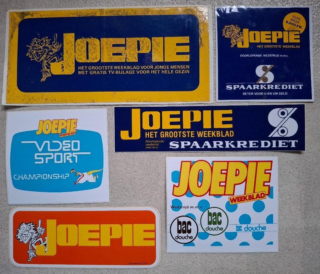 6 Vintage stickers JOEPIE, Ophalen of Verzenden, Zo goed als nieuw