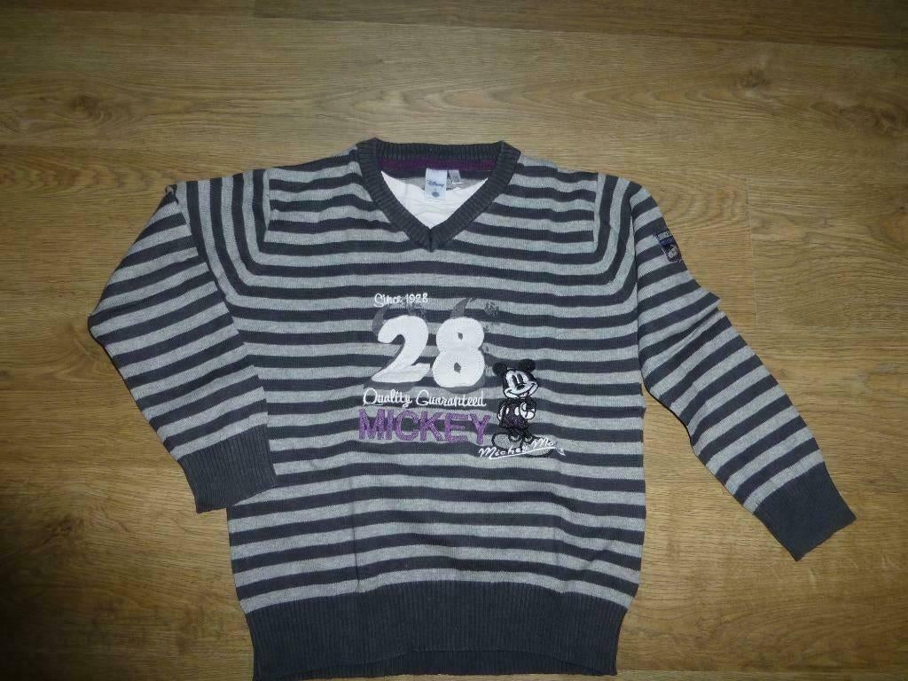 grijs gestreepte trui van Mickey Mouse maat 122 - 128, Kinderen en Baby's, Kinderkleding | Maat 122, Gebruikt, C&A, Trui of Vest