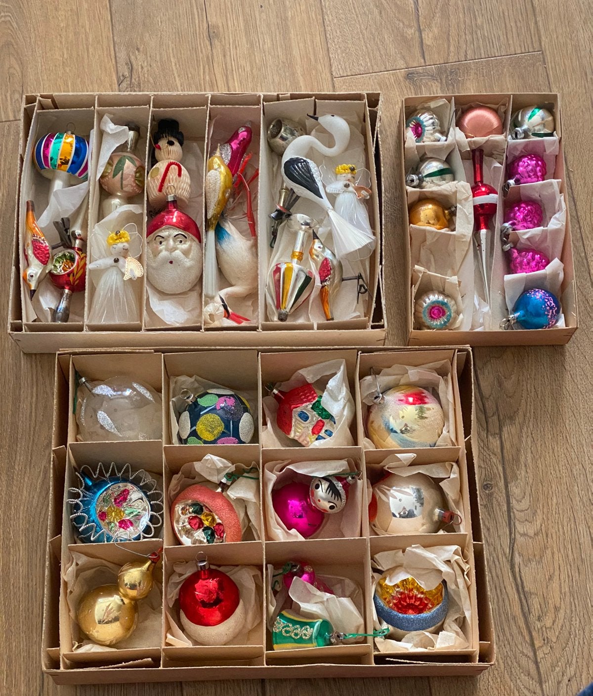 Vintage glazen kerstballen, 3 doosjes, Diversen, Ophalen of Verzenden, Zo goed als nieuw