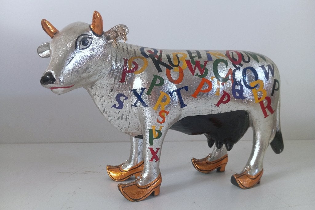 STATUE EN BOIS POP ART VACHE 40 CM OEUVRE D'ART, Mammifère, Statue, Bois, Enlèvement ou Envoi