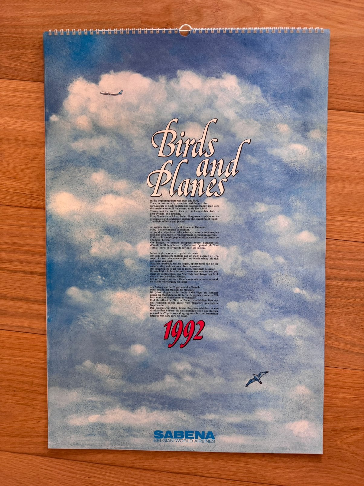 Originele Sabena kalender 1992 – Birds and Planes, Enlèvement, Comme neuf