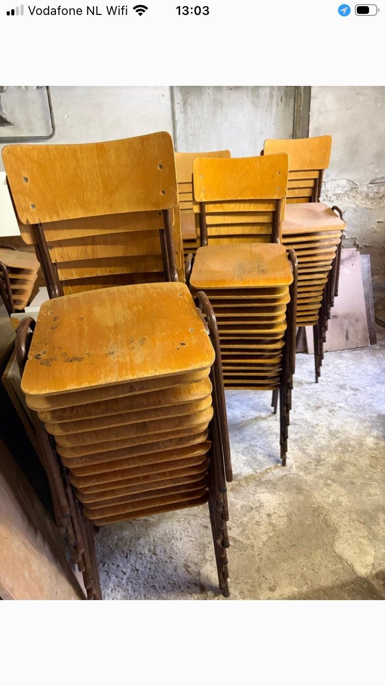 Vintage schoolstoelen stapelstoelen, Ophalen