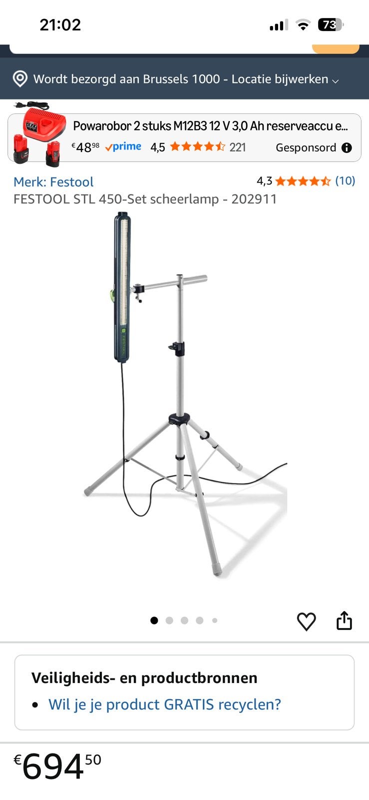 Festool STL 450 Set Scheerlamp incl. statief, Bricolage & Construction, Matériel de peinture, Enlèvement, Comme neuf
