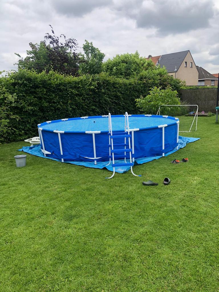 Intex round metal frame pool 457 cm x 84 cm + zandfilterpomp, Tuin en Terras, Ophalen, Gebruikt, 80 tot 120 cm, Rond