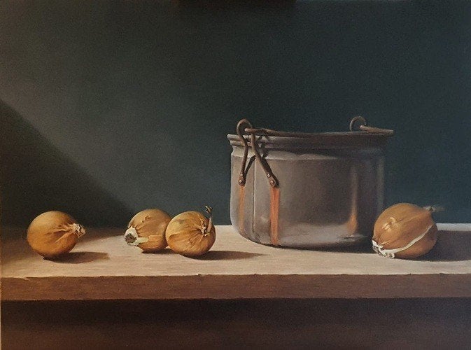Kunsthandel Gennep - "Ketel En Uien", Enlèvement ou Envoi, Peint à la main, Peinture à l'huile