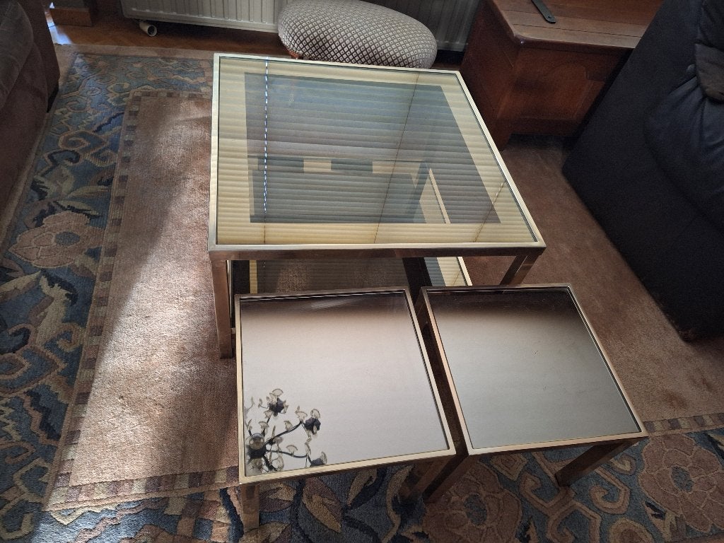 salontafel - set, Ophalen, Vierkant, Modern, Glas