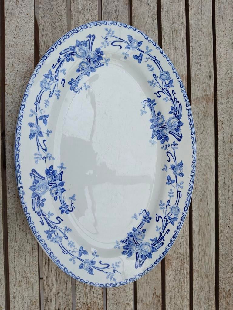 vintage ovale serveerschaal – Boch Frères Keramis "Rose", Antiek en Kunst, Antiek | Wandborden en Tegels, Verzenden