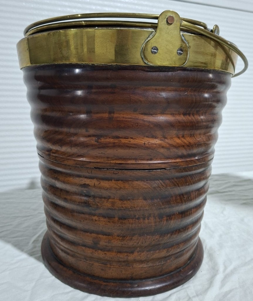 Antieke houten turfemmer, peat bucket, mahonie, 1900, Antiek en Kunst, Ophalen of Verzenden