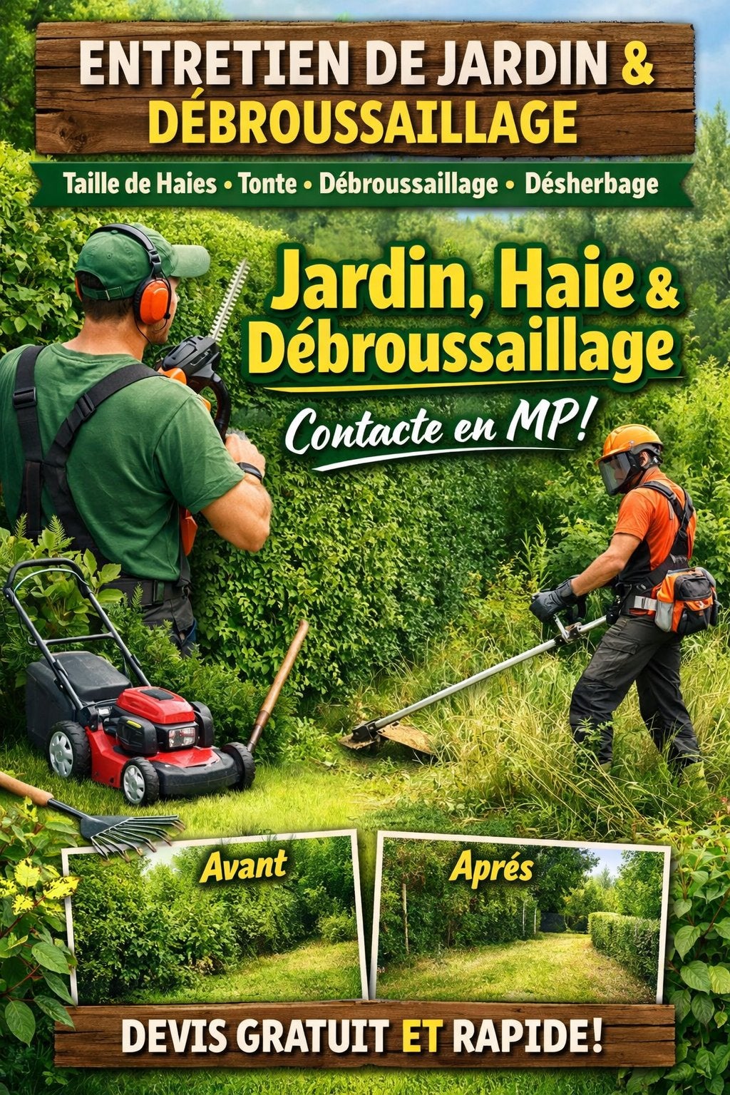 Entretien jadin, Jardin & Terrasse, Terre & Fumier, Enlèvement