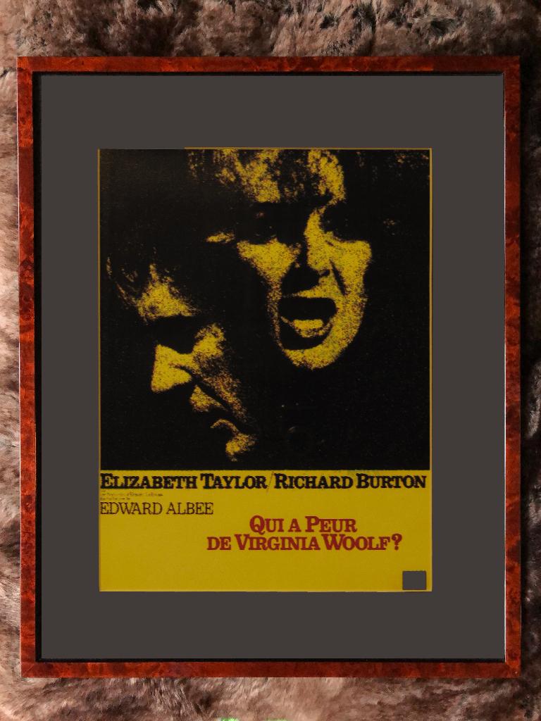Ingelijste filmaffiche Nicholls Qui a peur de V. Woolf 1966, Rechthoekig Staand, Met lijst, A4 of kleiner, Ophalen of Verzenden