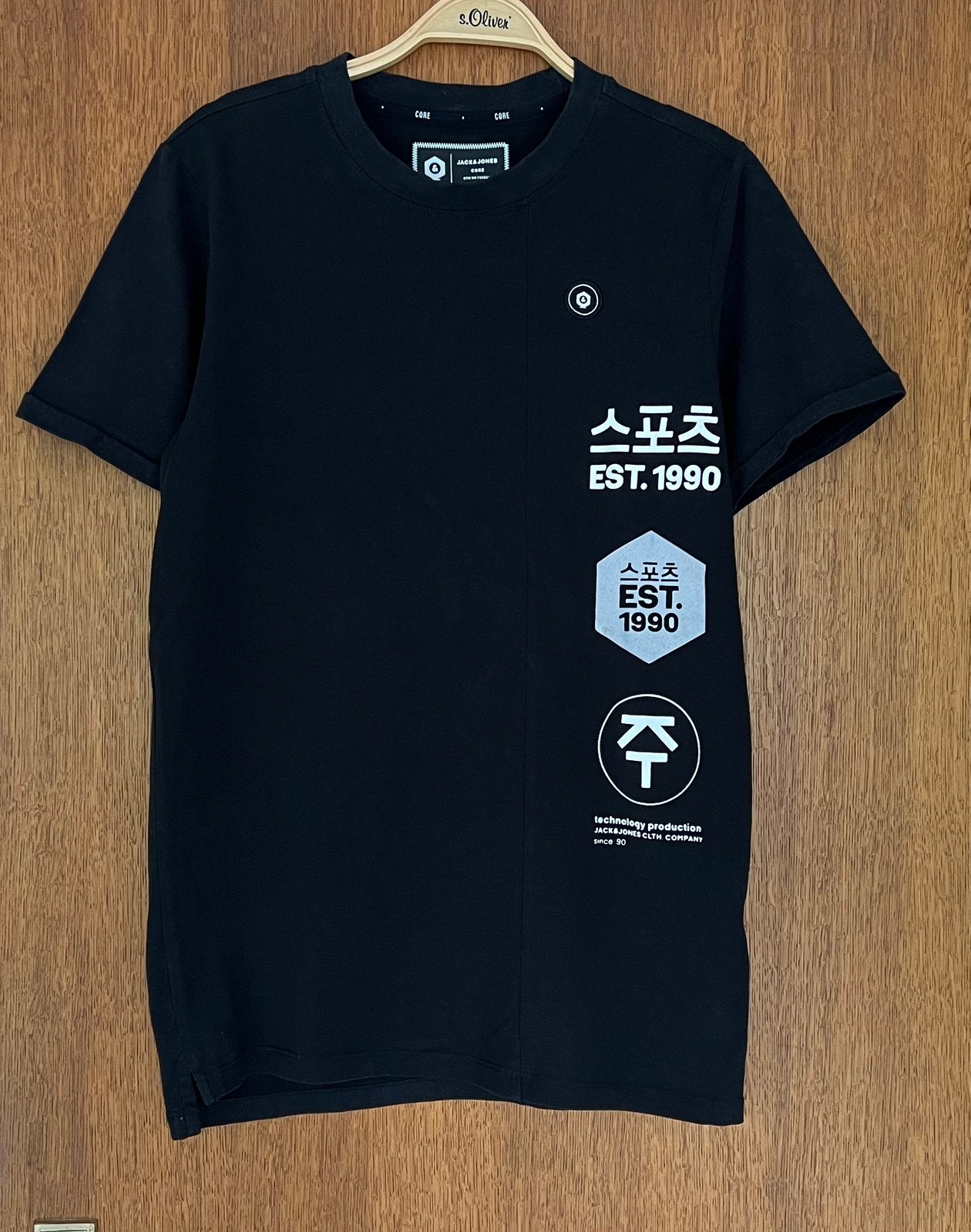 Zwart T-shirt voor heren met print van Jack & Jones -Maat S, Ophalen, Gedragen, Zwart