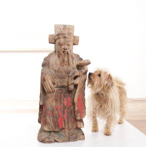 Grote antieke Chinese houten sculptuur wabi-sabi, Antiek en Kunst, Ophalen, 50 - 100 cm, Beeld, Hout