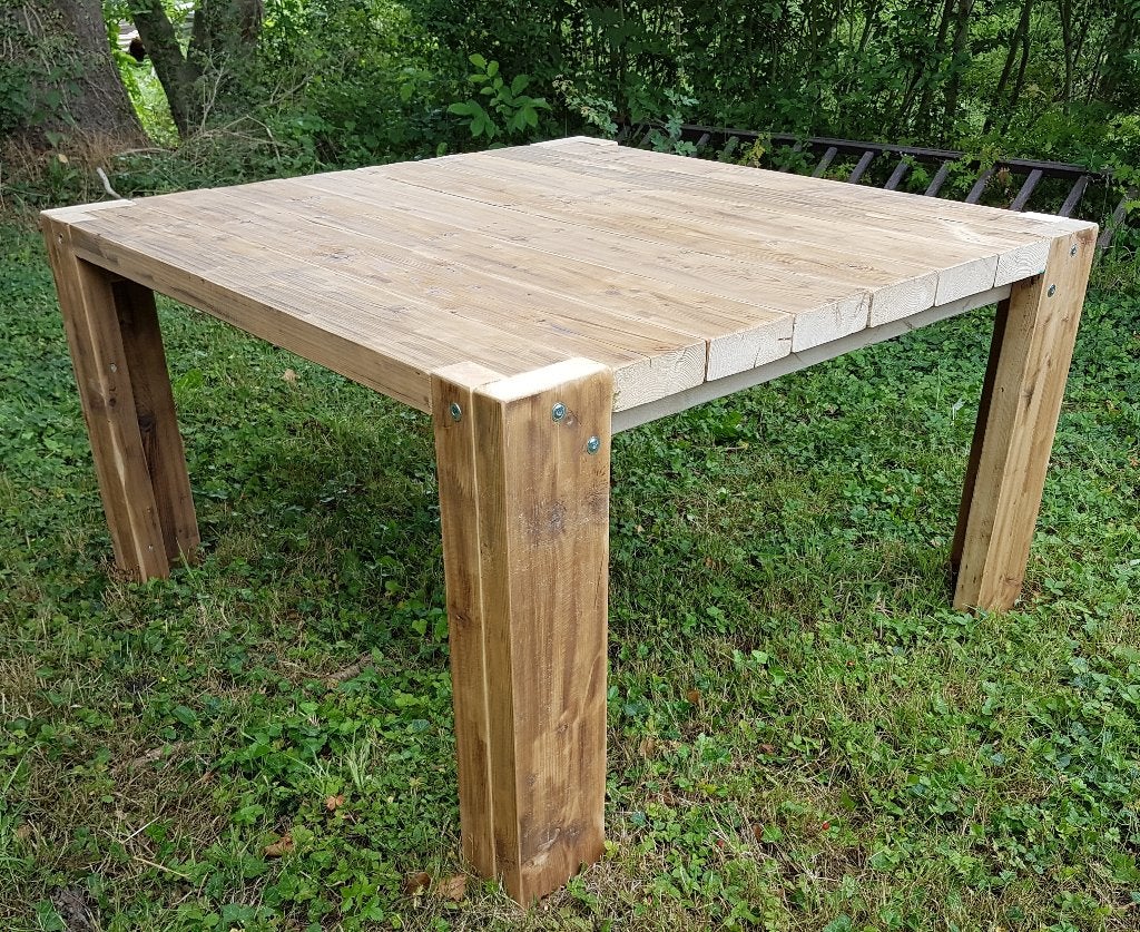 Tuintafel van balken sloophout vierkant rechthoekig rond., Tuin en Terras, Ophalen, Nieuw, Balken