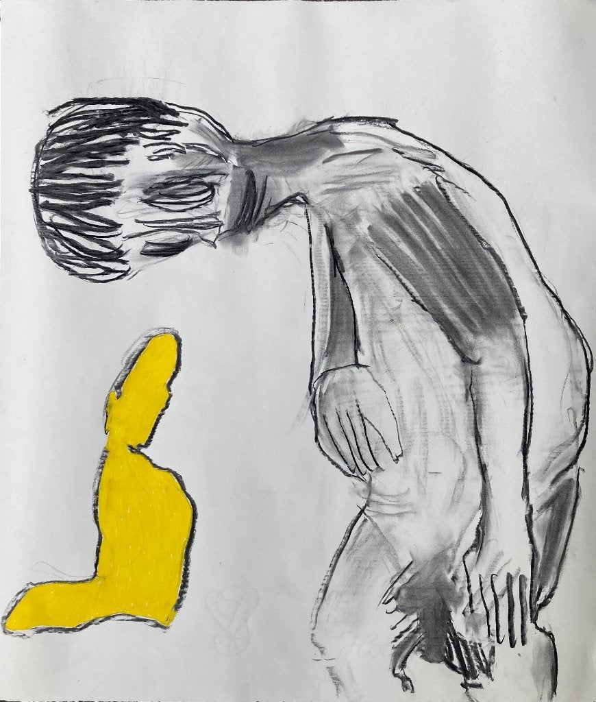 Tekening :  Onderdrukking/Hoop, Antiek en Kunst, Ophalen, Tekening, Gemengde techniek, Gesigneerd