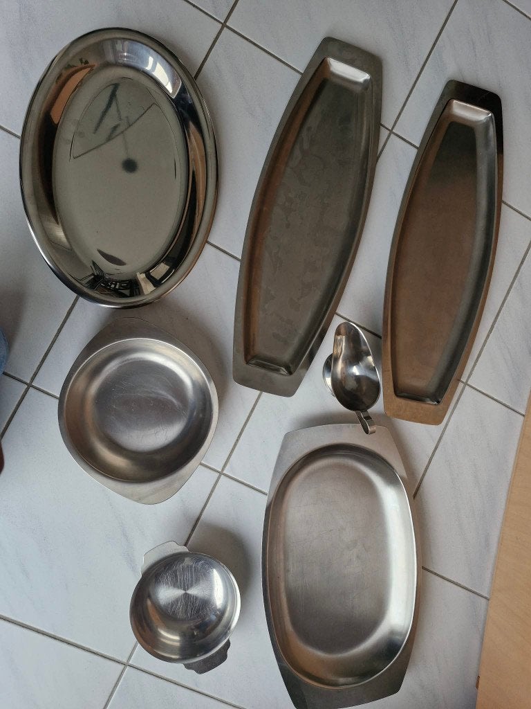 Plats inox, Enlèvement, Utilisé, Métal, Plateau