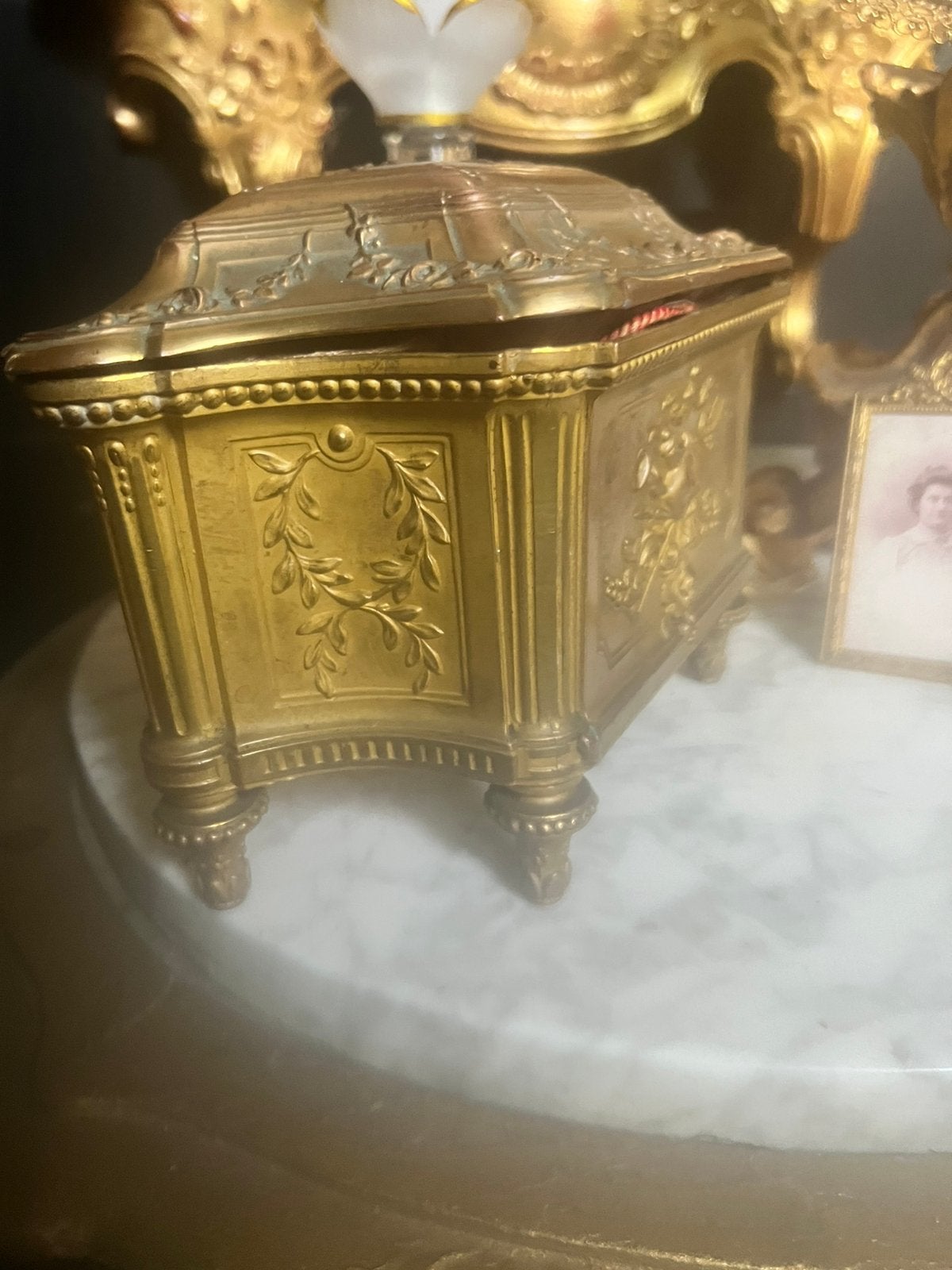 Antieke mooi groot bronzen kistje, Collections, Enlèvement ou Envoi